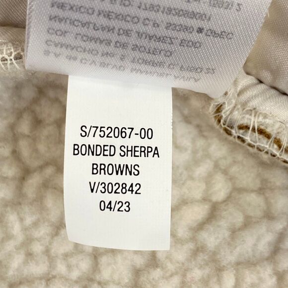 Old Navy Sherpa Lined Faux Suede Vest Womens Size L Cream Camel Brown Jacket - Picture 13 of 16